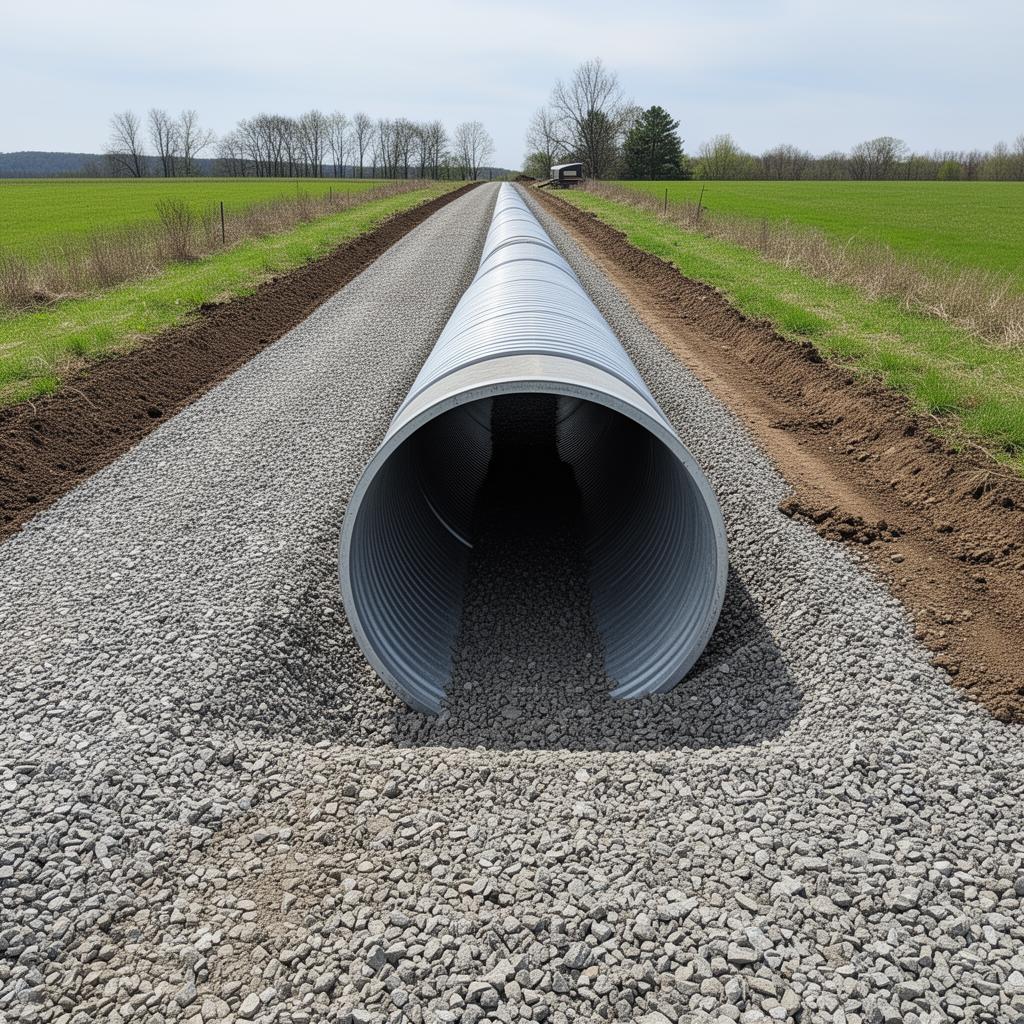 Installed culvert with gravel approach