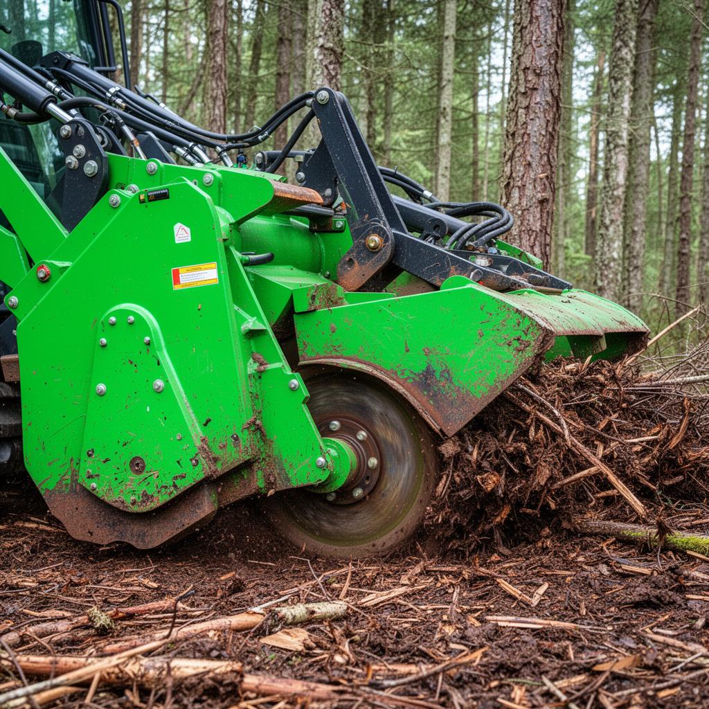 Forestry mulcher shredding brush